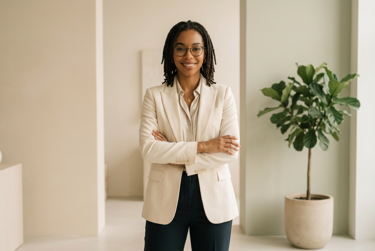 Caesar J's House founder in her office, business portrait
