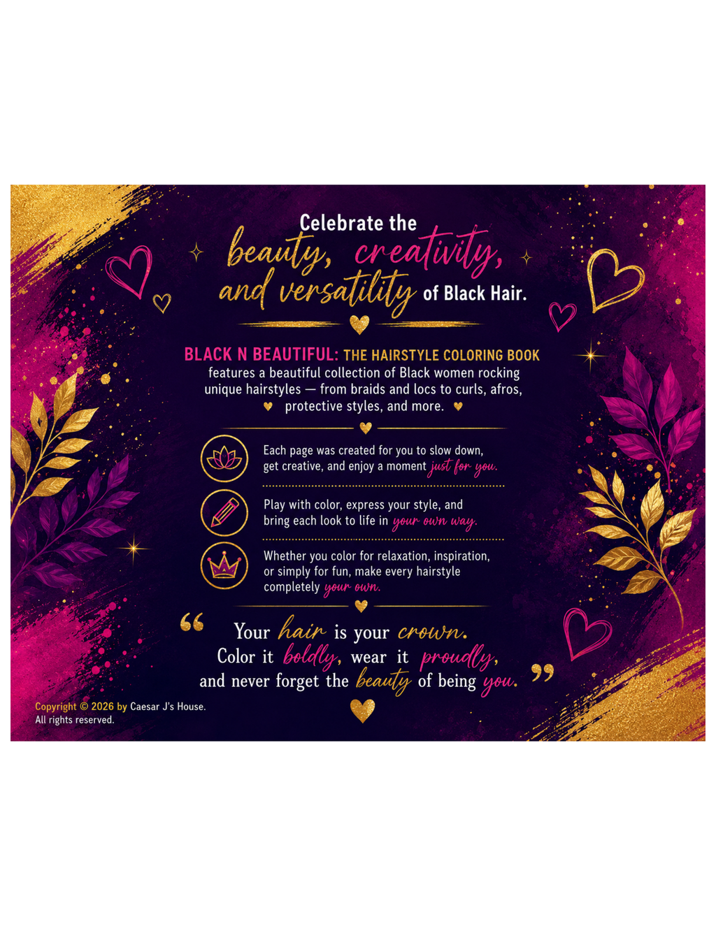 👑 BLACK N BEAUTIFUL — Digital Hairstyle Coloring Book