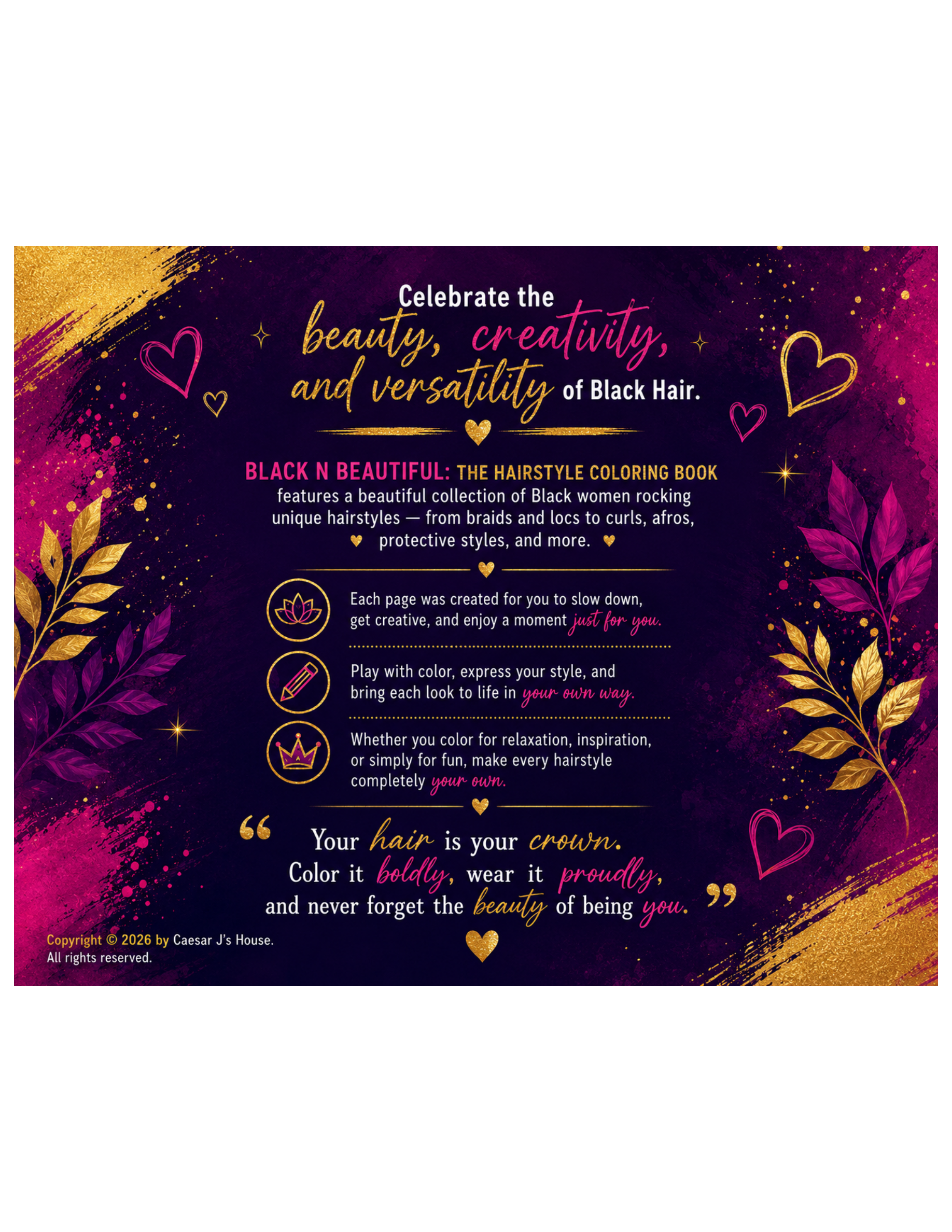 👑 BLACK N BEAUTIFUL — Digital Hairstyle Coloring Book